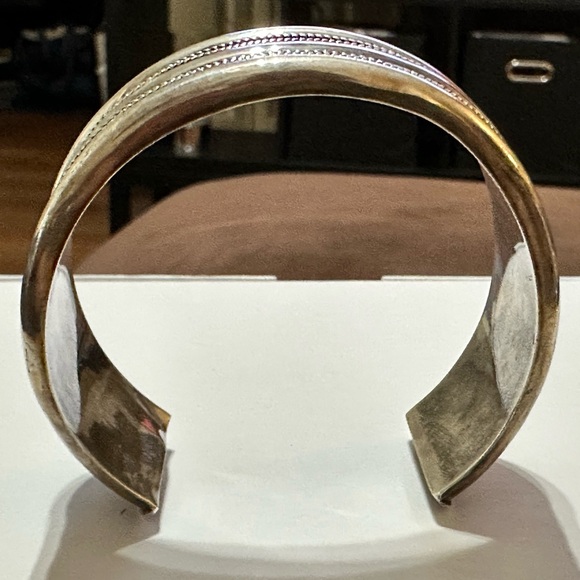 Sterling Silver Cuff Bracelet with Rope Detailing - Picture 3 of 5